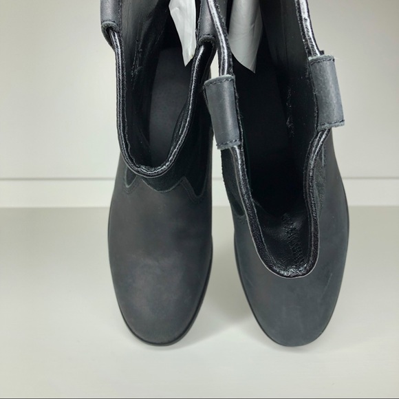 Black Genuine Leather / Suede Short Cowboy Boots Dressy Western Sz 7 - Picture 4 of 11